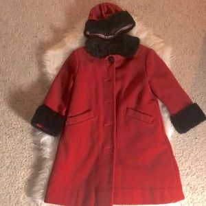 Kid’s Faux Fur and Wool Winter Coat and Hat